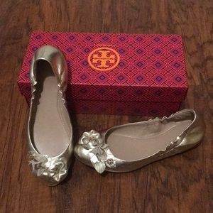 Tory Burch Gold Flats